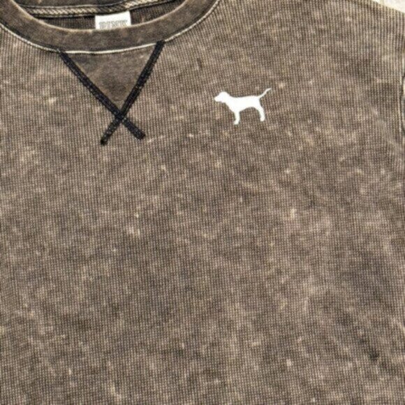 NEW PINK Victoria's Secret women's small (oversized) black distressed look top - Picture 3 of 5